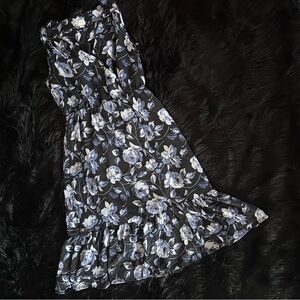 Floral Black and Blue Dress